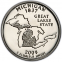25 Cents 2004, KM# 355a, United States of America (USA), 50 State Quarters Program, Michigan