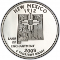 25 Cents 2008, KM# 422a, United States of America (USA), 50 State Quarters Program, New Mexico