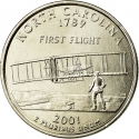 25 Cents 2001, KM# 319, United States of America (USA), 50 State Quarters Program, North Carolina