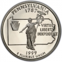 25 Cents 1999, KM# 294a, United States of America (USA), 50 State Quarters Program, Pennsylvania