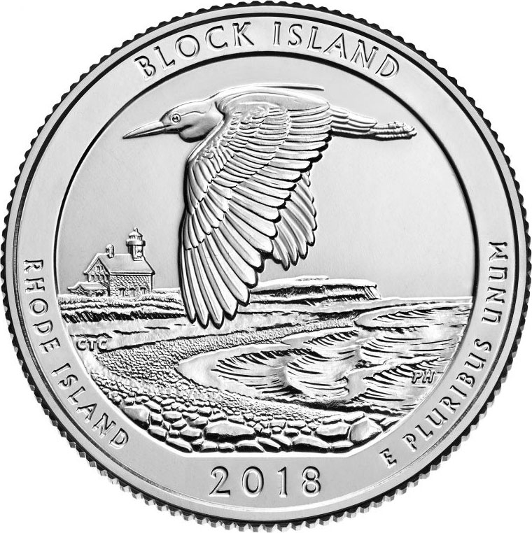 25 Cents 2018, KM# 673, United States of America (USA), America the Beautiful Quarters Program, Rhode Island, Block Island National Wildlife Refuge