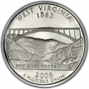25 Cents 2005, KM# 374a, United States of America (USA), 50 State Quarters Program, West Virginia