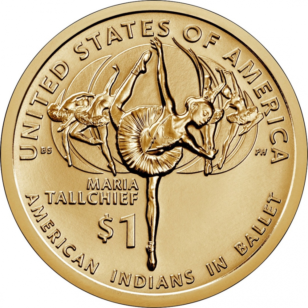 1 Dollar 2023, United States of America (USA), Native American $1 Coin Program, Maria Tallchief and American Indians in Ballet