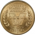 5 Dollars 1993, KM# 245, United States of America (USA), 50th Anniversary of WWII, V-Day