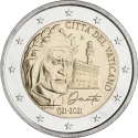 2 Euro 2021, KM# 544, Vatican City, Pope Francis, 700th Anniversary of Death of Dante Alighieri