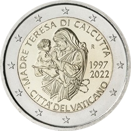 2 Euro 2022, Vatican City, Pope Francis, 25th Anniversary of Death of Mother Teresa of Calcutta