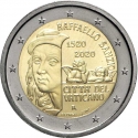 2 Euro 2020, KM# 531, Vatican City, Pope Francis, 500th Anniversary of Death of Raphael