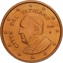 1 Euro Cent 2014-2016, KM# 455, Vatican City, Pope Francis