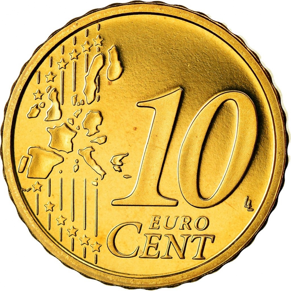 Euro cent. 10 Euro Cent 2002. 10 Евро цент.