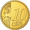 10 Euro Cent 2008-2013, KM# 385, Vatican City, Pope Benedict XVI