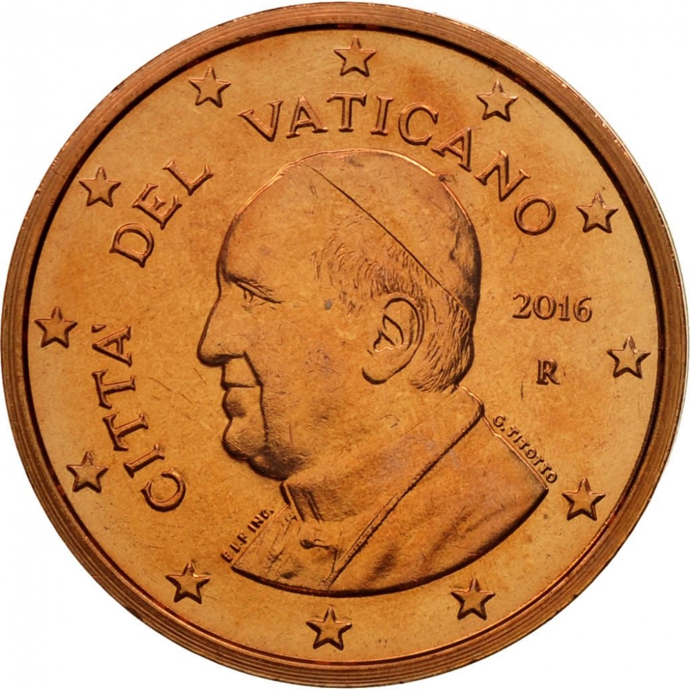 2 Euro Cent 2014-2016, KM# 456, Vatican City, Pope Francis