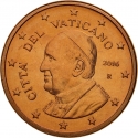 5 Euro Cent 2014-2016, KM# 457, Vatican City, Pope Francis