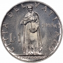 1 Lira 1951-1958, KM# 49, Vatican City, Pope Pius XII