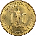 10 Francs 1966-1981, KM# 1a, West African States